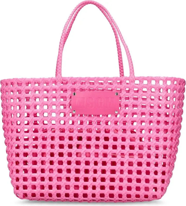 Logo braided tote bag