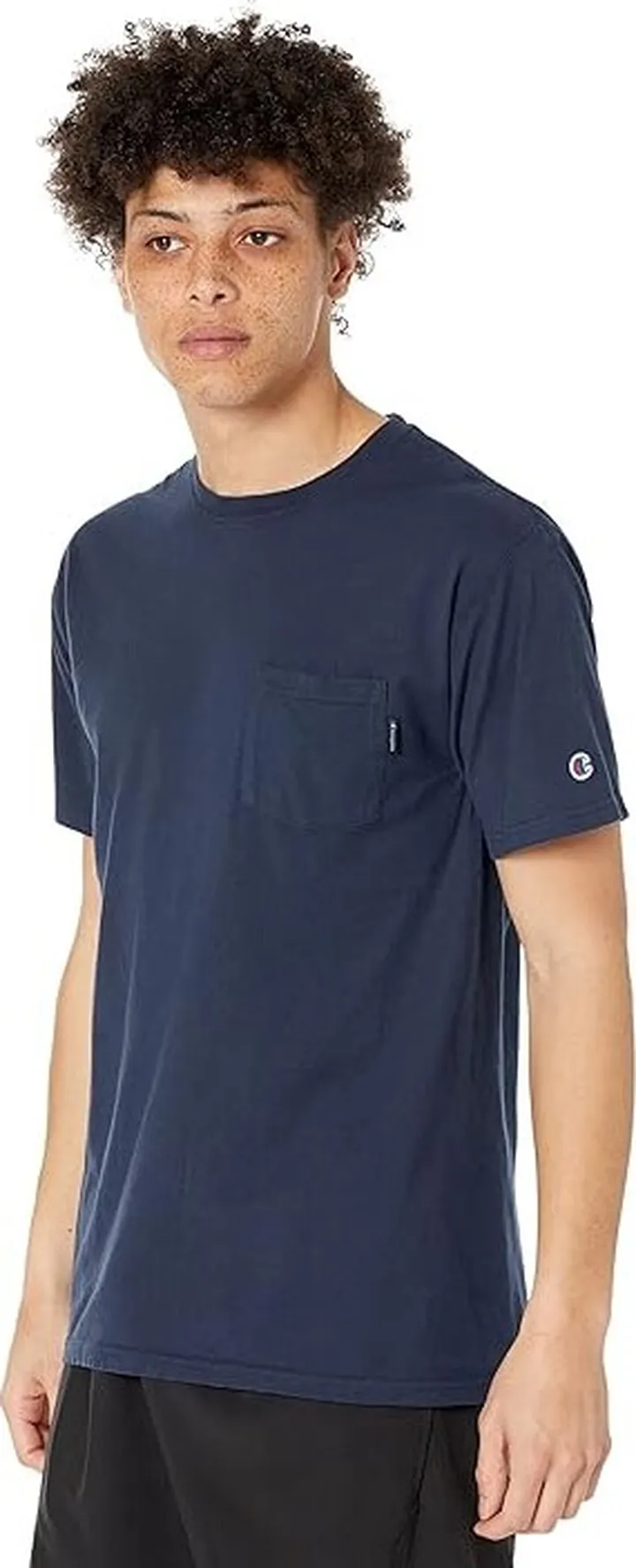Champion Garment Dye Pocket Tee (Navy) Men's Clothing