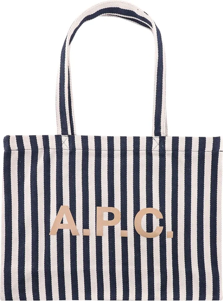 Canvas shoulder bag with striped motif