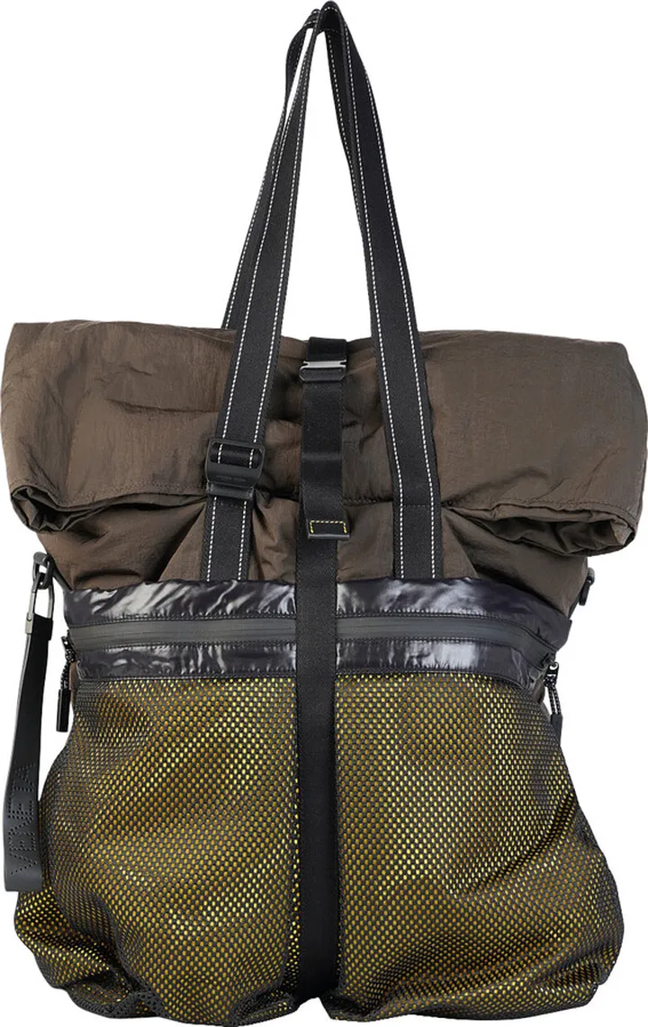 Bottega Veneta Brown And Green Leather And Nylon Tote 573062-Vbou1-2117