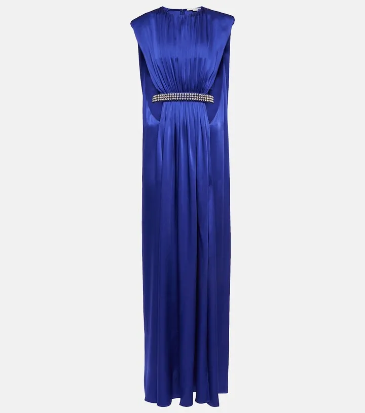 Belted cutout satin gown
