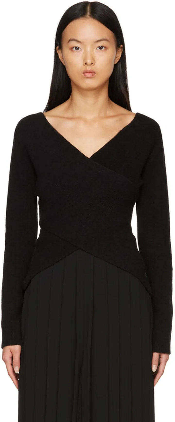 Moncler Genius 2 Moncler 1952 Black Wrap V-Neck Sweater