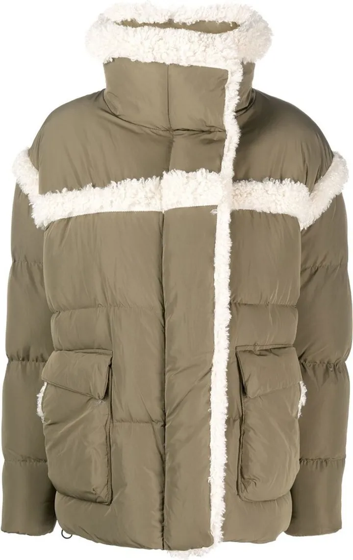 Faux Shearling-Trim Padded Coat