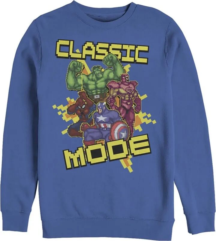 Men's Marvel Pixelated Classic Mode Sweatshirt - Royal Blue - 3X Large