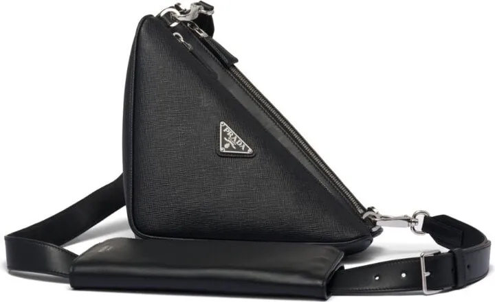 triangle Saffiano-leather shoulder bag