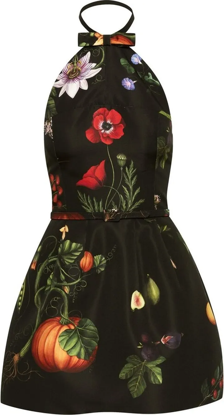 Floral-Print Halter Minidress