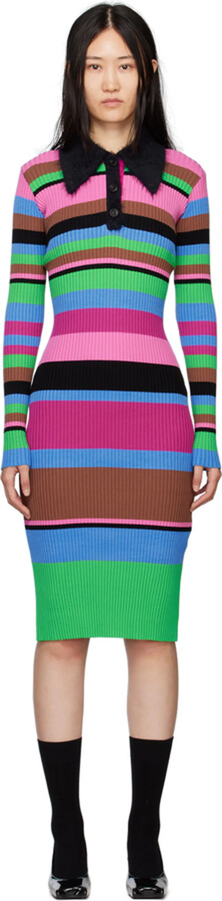 Andersson Bell Multicolor Stripe Polo Midi Dress