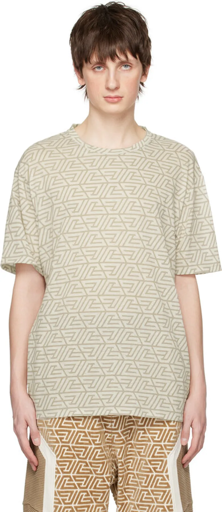 Balmain Beige Printed T-Shirt