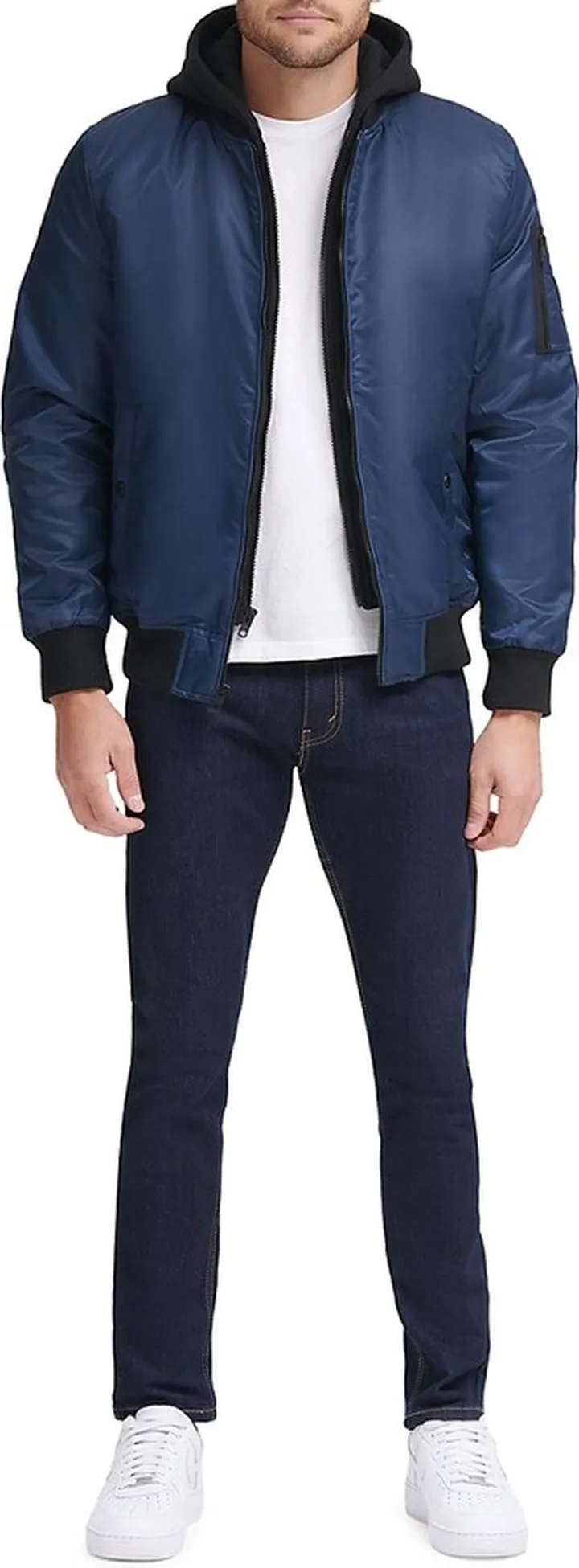 Nylon Hooded Bomber Jacket
