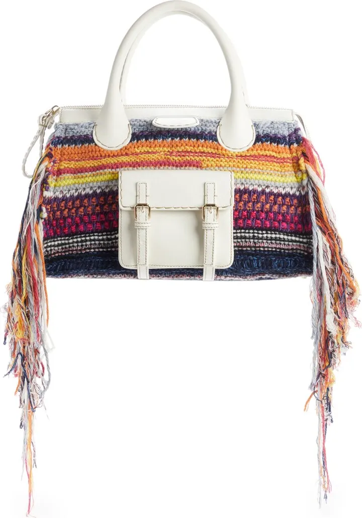 Medium Edith Linen & Leather Satchel