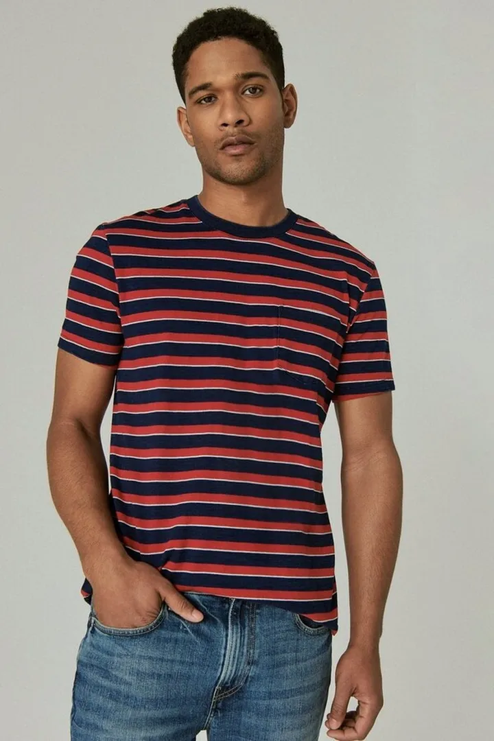 Indigo Stripe Pocket Crew