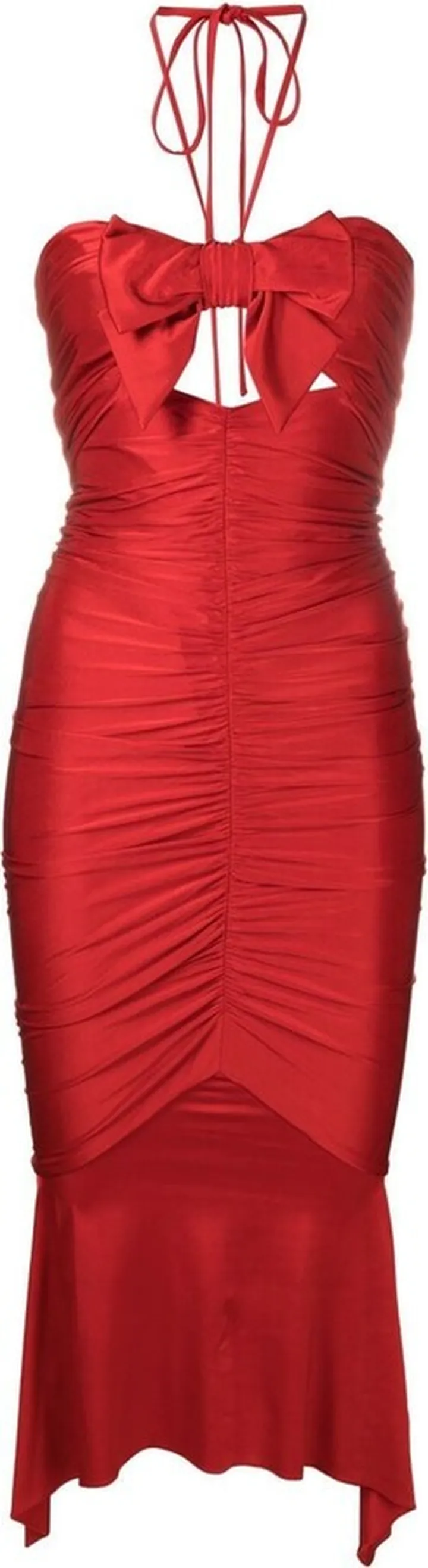 Ruched Halterneck Midi Dress