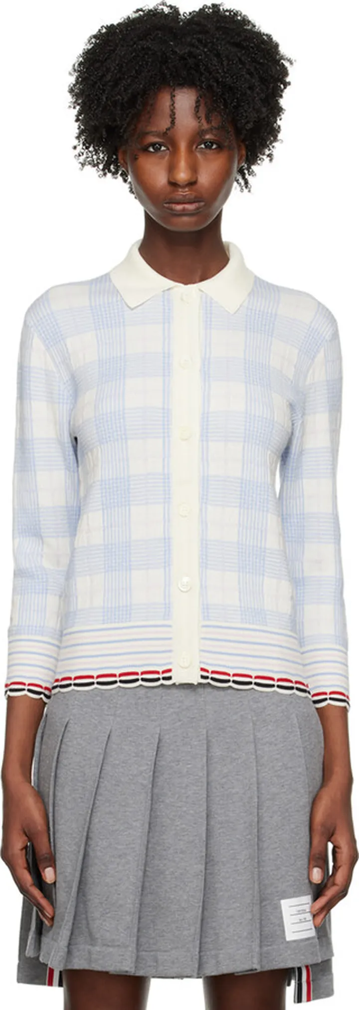 Thom Browne Blue Check Cardigan