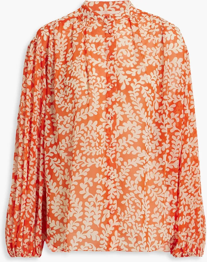 Bristol gathered printed chiffon blouse