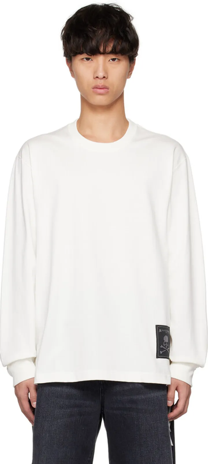mastermind WORLD White Emblem Long Sleeve T-Shirt