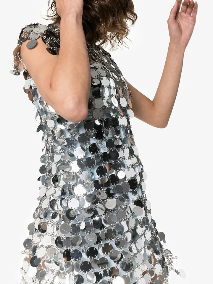 Sequin Chain-Disc Mini Dress