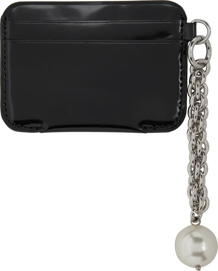 Simone Rocha Black Pearl Chain Card Holder