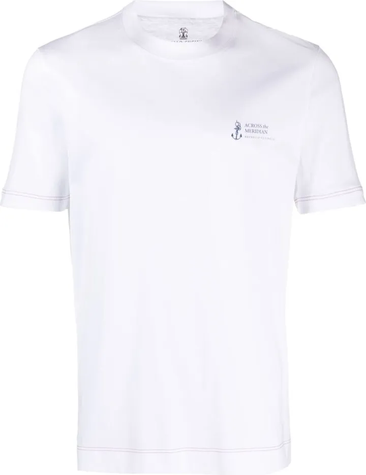 White Logo Cotton T-Shirt
