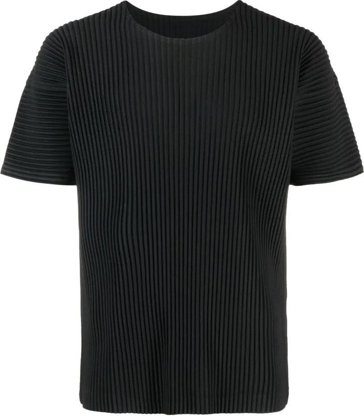 Black Pleated Short Sleeved T-Shirt