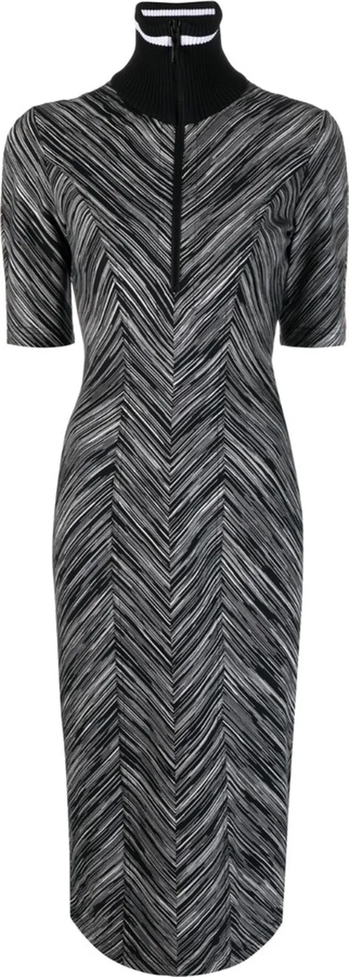 Zigzag Short-Sleeve Midi Dress