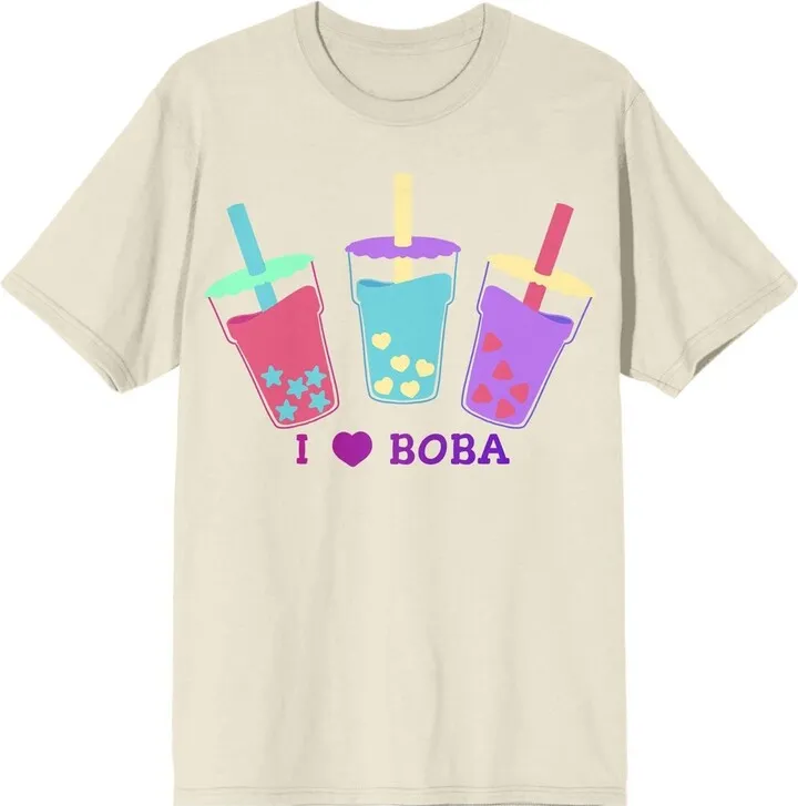 Bobadorable I Love Boba Tea Natural Graphic Tee-XXL