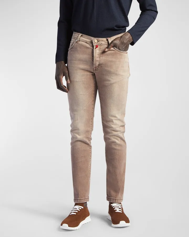 Men's Tan Denim 5-Pocket Pants