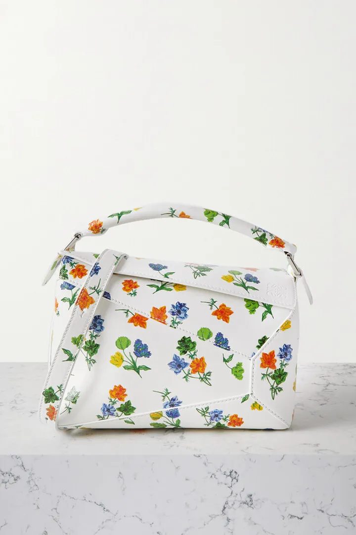 Loewe - Puzzle Edge Small Printed Leather Shoulder Bag - White
