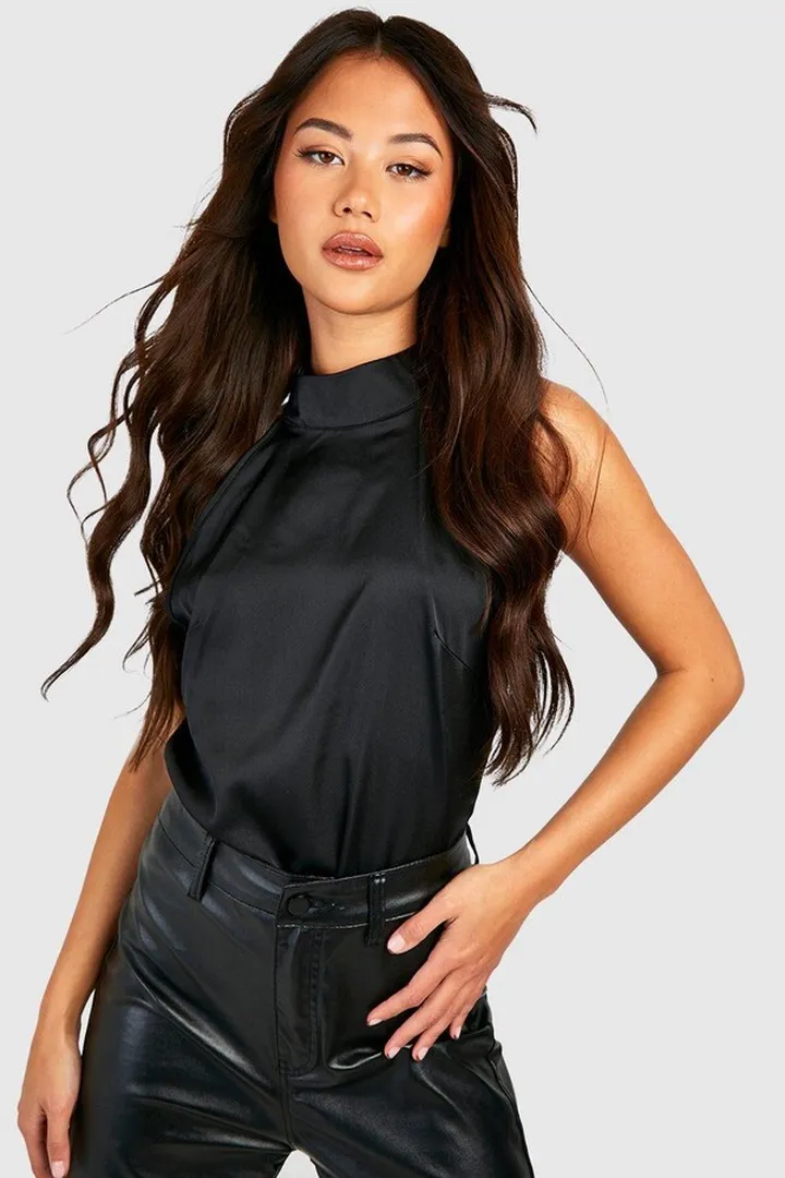 High Neck Satin one piece