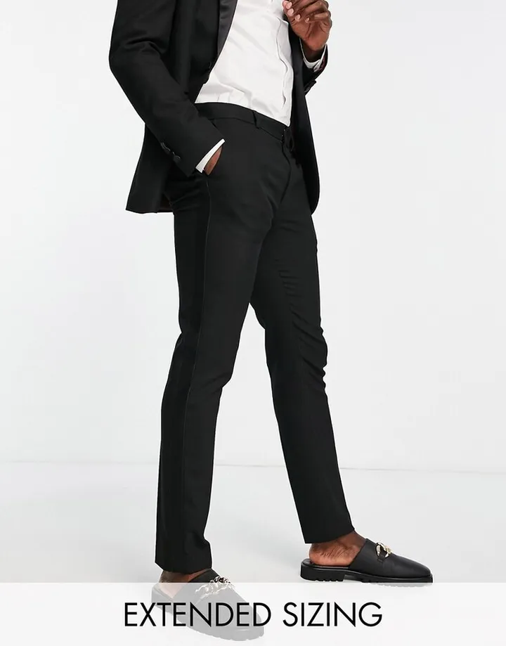 Topman skinny tux suit pants in black