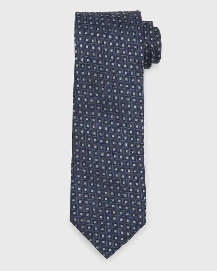 Men's Geometric Jacquard-Silk Tie