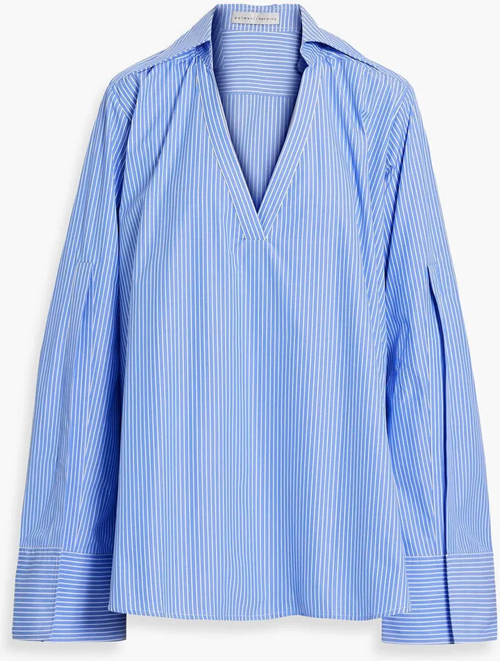Striped cotton-poplin blouse