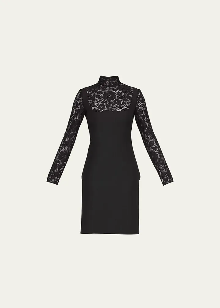 Crepe Couture Lace Evening Dress