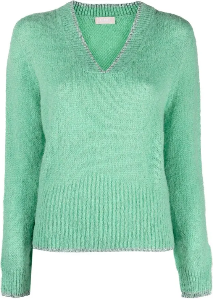 glitter-detail V-neck jumper