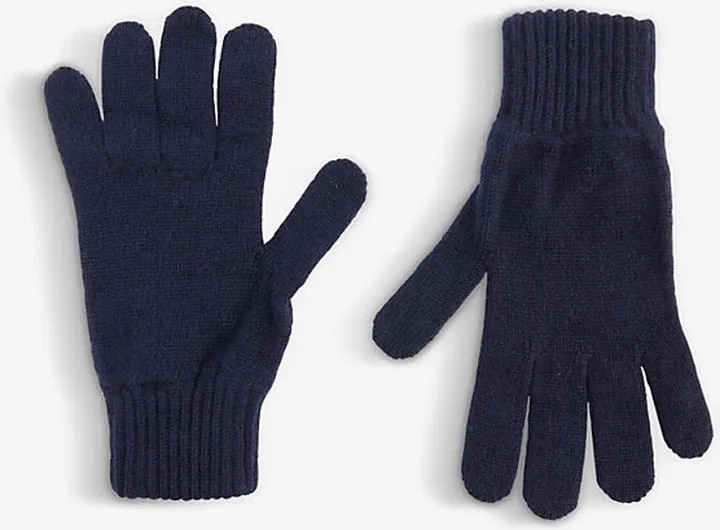 Mens Navy Cashmere Gloves