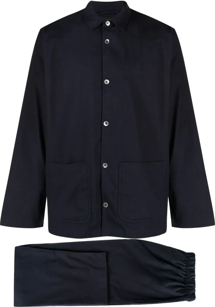 Navy Brushed Cotton Pyjamas Set