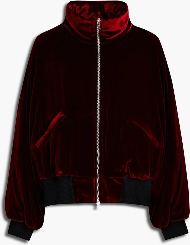 Oversized velvet bomber jacket