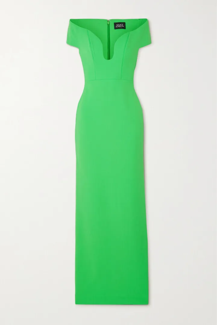 Solace London - Marlowe Off-the-shoulder Crepe Gown - Green