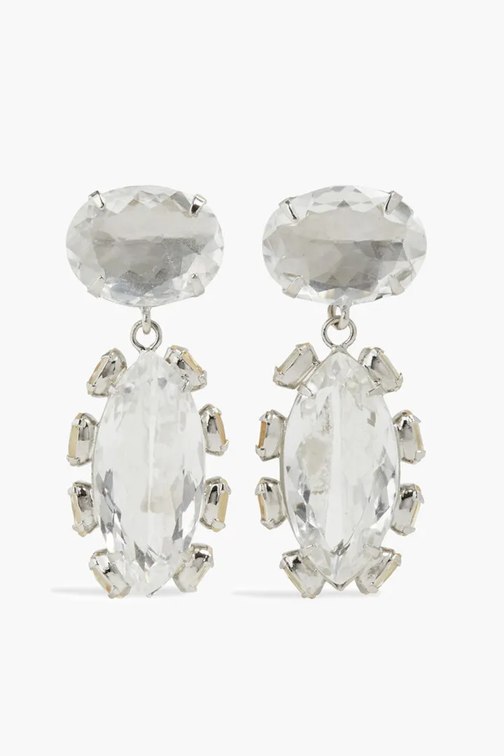 Silver-tone quartz earrings
