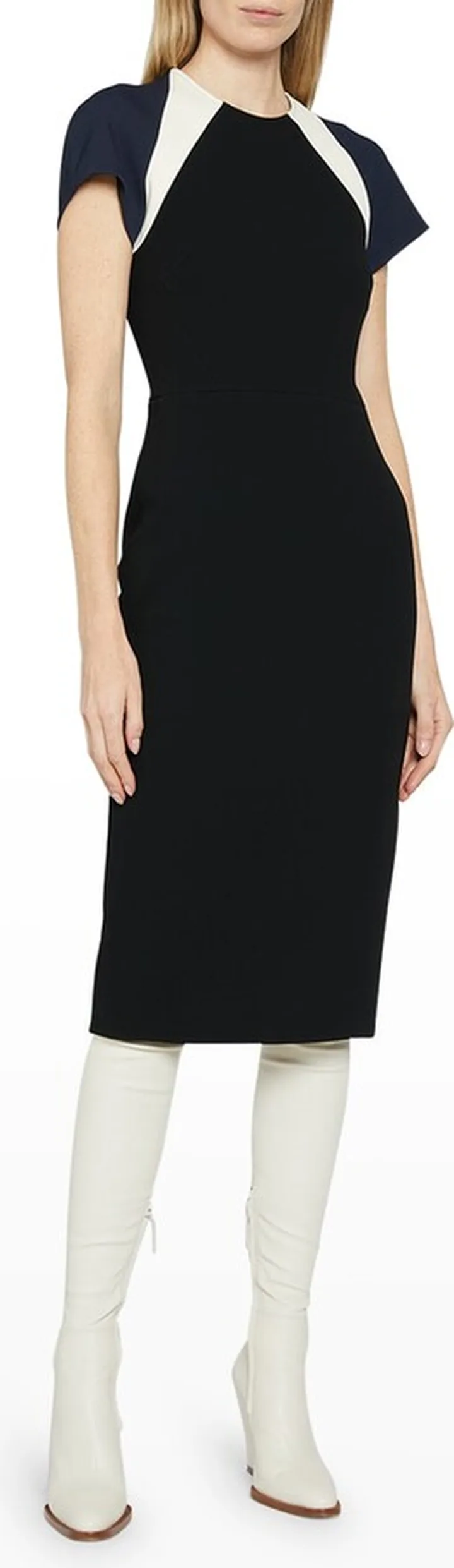 Shoulder-Stripe Midi T-Shirt Dress