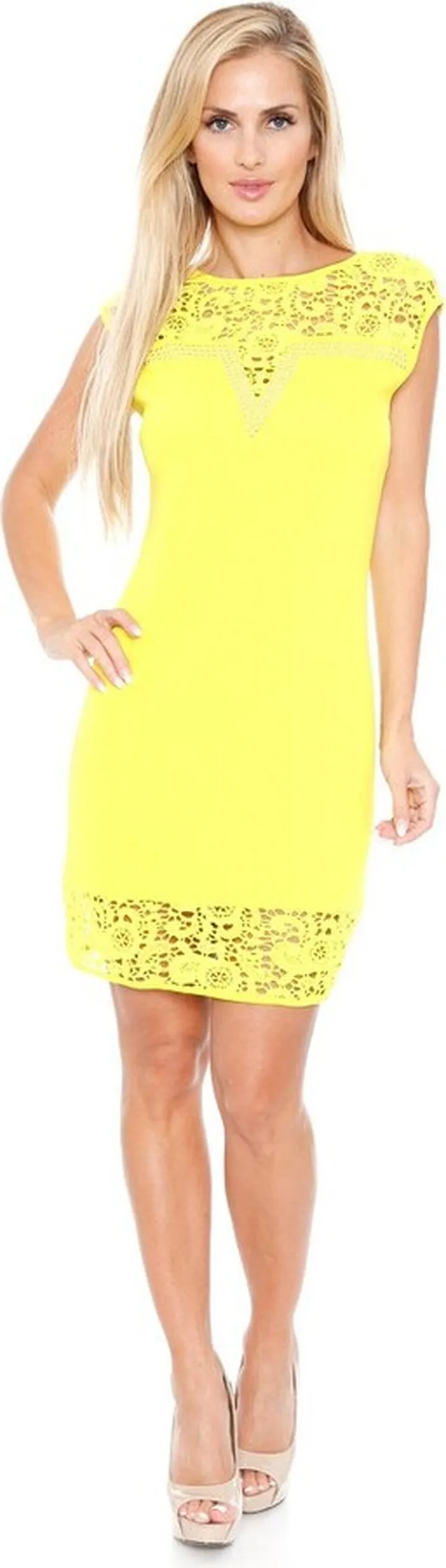 Women's Sleeveless Embellished Charlotte Dress Yellow Large - White Mark