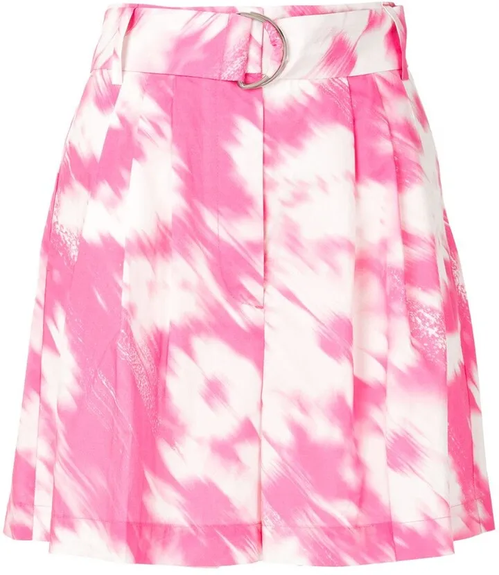 Painterly-Print Belted Shorts