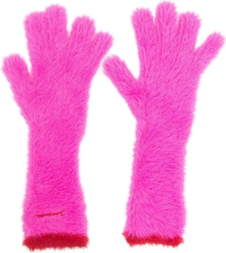 Embroidered-Logo Textured-Finish Gloves
