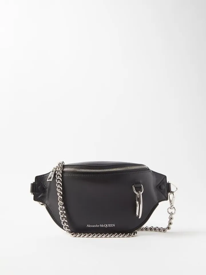 Chain-strap Leather Belt Bag