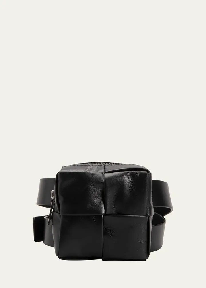 Men's Mini Cassette Intrecciato Leather Belt Bag