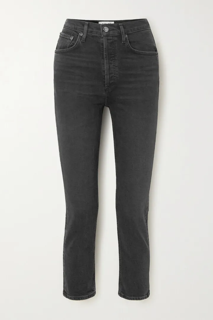 AGOLDE - Riley Cropped High-rise Straight-leg Jeans - Black