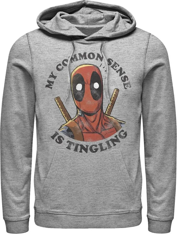 Men's Marvel Deadpool Common Sense Pull Over Hoodie - Athletic Heather - 2X Large