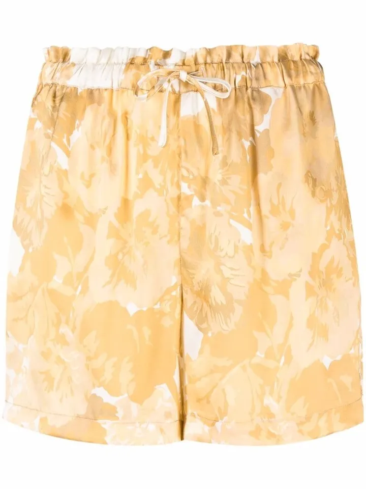 Floral-Print Silk Shorts
