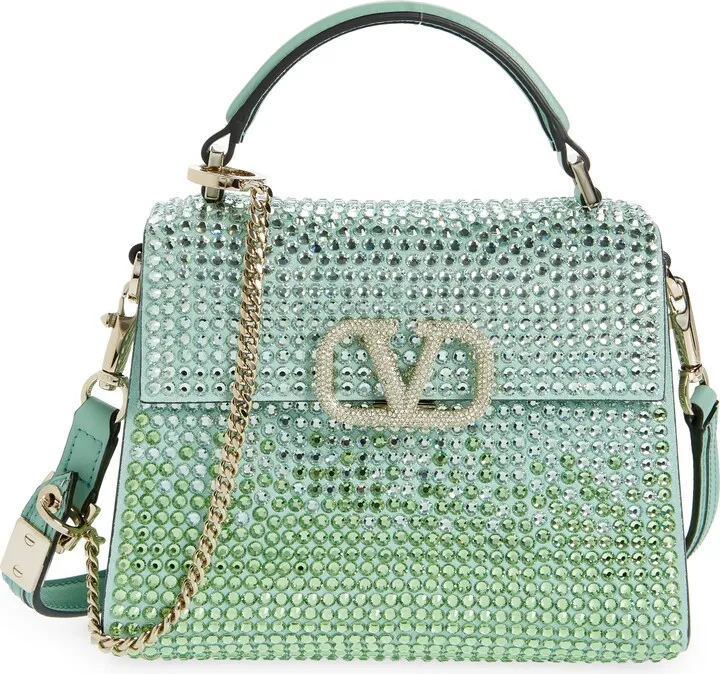 Mini VSling Crystal Embellished Top Handle Bag