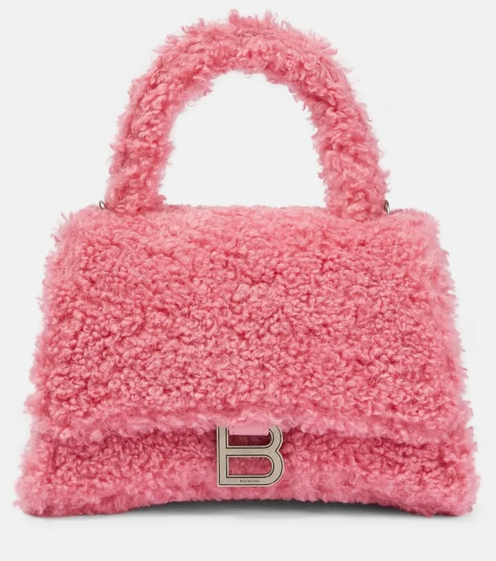 Hourglass Small shearling tote bag