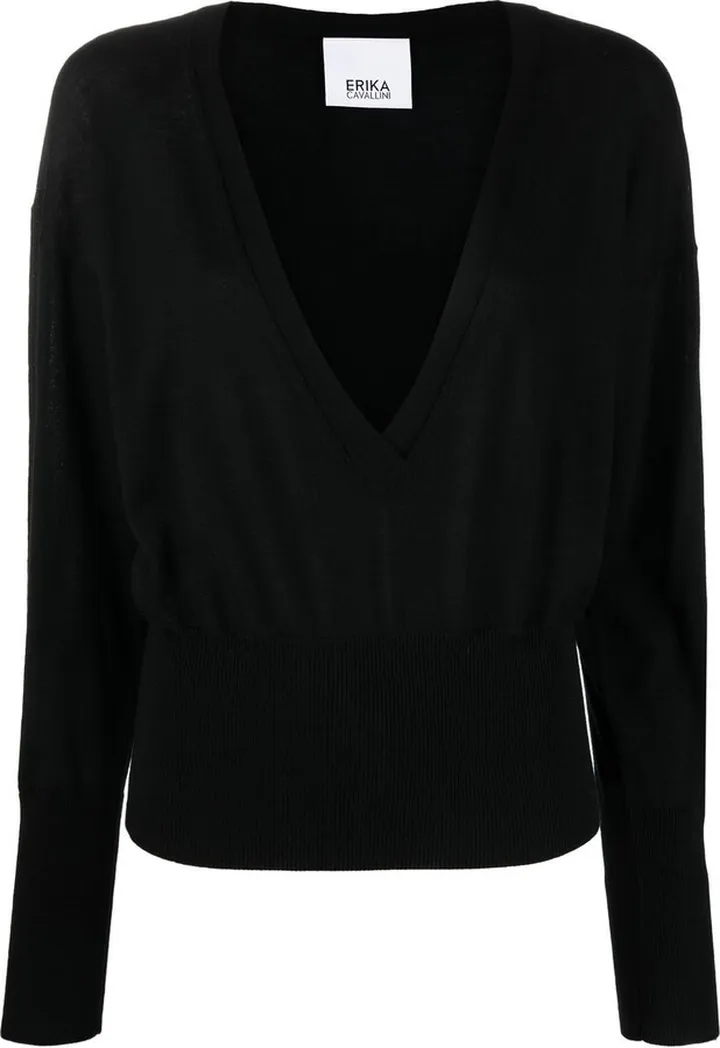 V-neck long-sleeve jumper